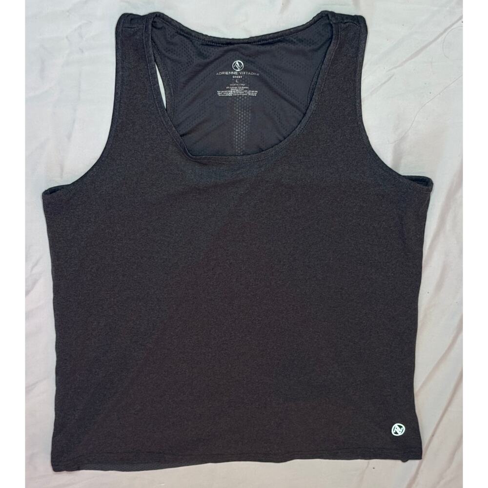 Adrienne Vittadini workout tank top split back gray womens L